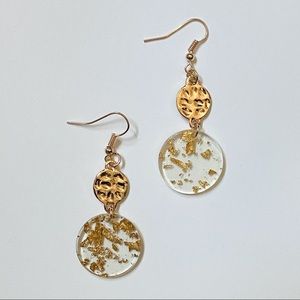 Gold Resin Earrings with Hammered Detail